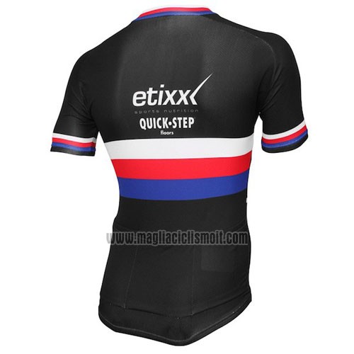 2015 Abbigliamento Ciclismo UCI Mondo Campione Lider Quick Step Nero Manica Corta e Salopette